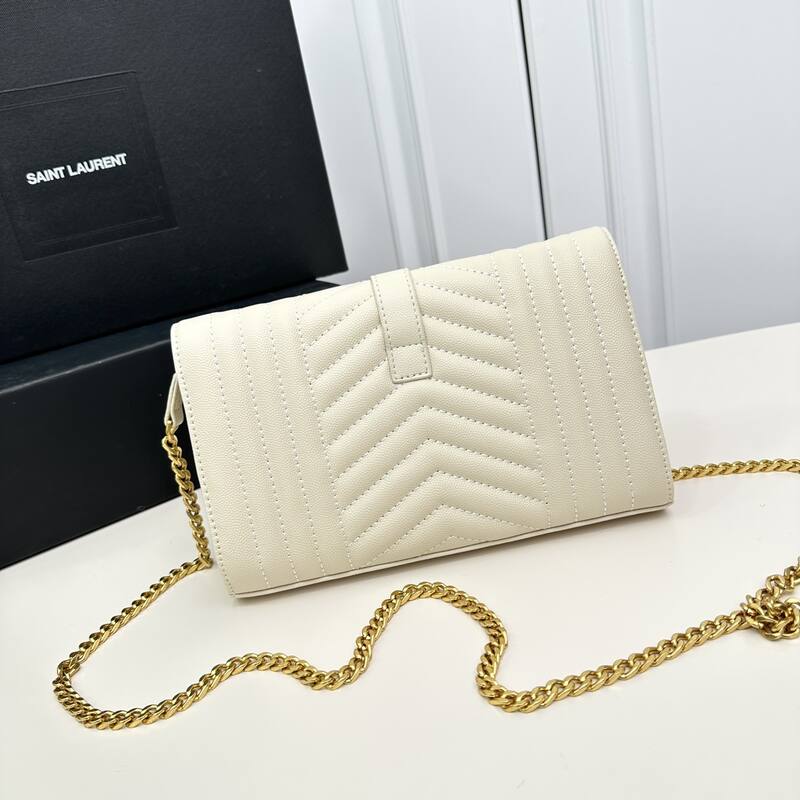 Saint Laurent Envelope Wallet on Chain Cream 22x15x6cm crossbody — Top Quality Replica