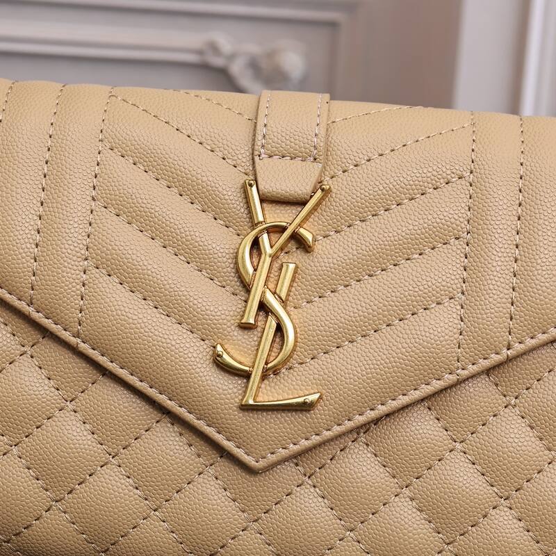 Saint Laurent Envelope Chain Wallet Beige 22x15x6cm crossbody — Premium Replica