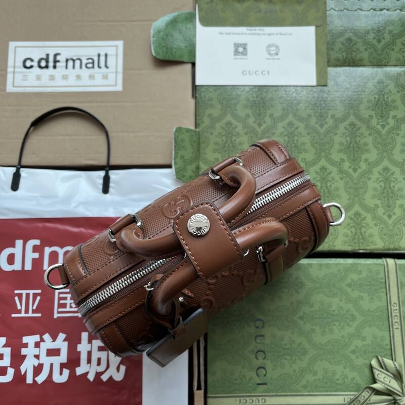 Gucci Brown GG embossed leather shoulder — AAA Quality Replica