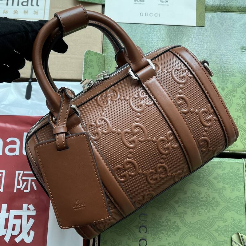 Gucci Brown GG embossed leather shoulder — AAA Quality Replica