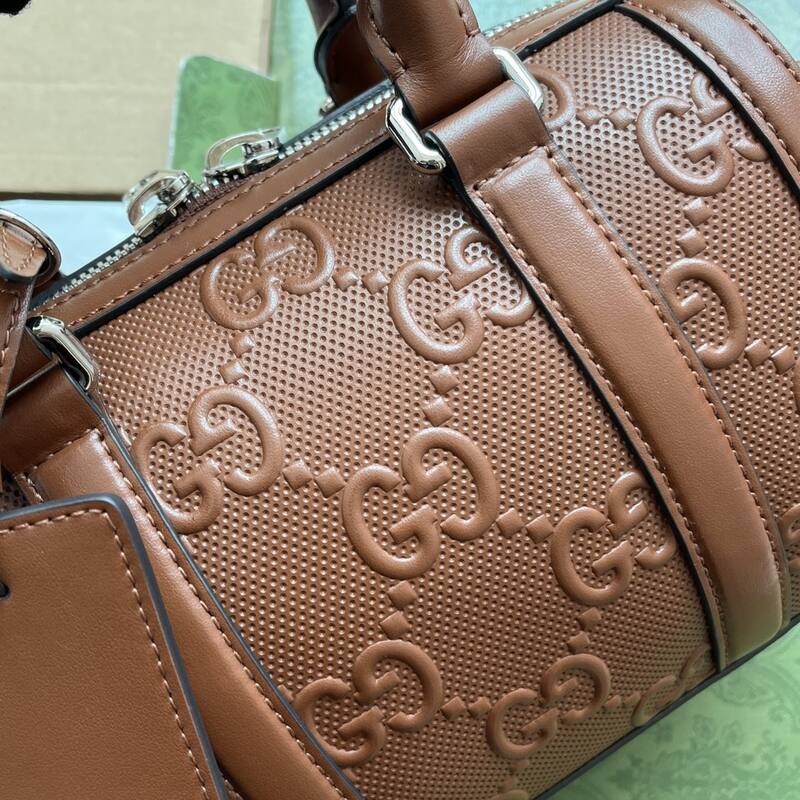Gucci Brown GG embossed leather shoulder — AAA Quality Replica