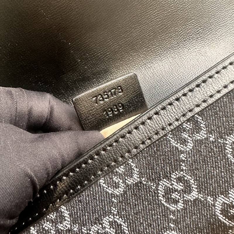 Gucci Horsebit 1955 Black GG denim shoulder — Premium Replica