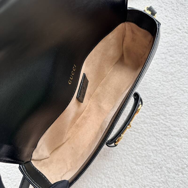 Gucci Horsebit 1955 Black GG denim shoulder — Premium Replica