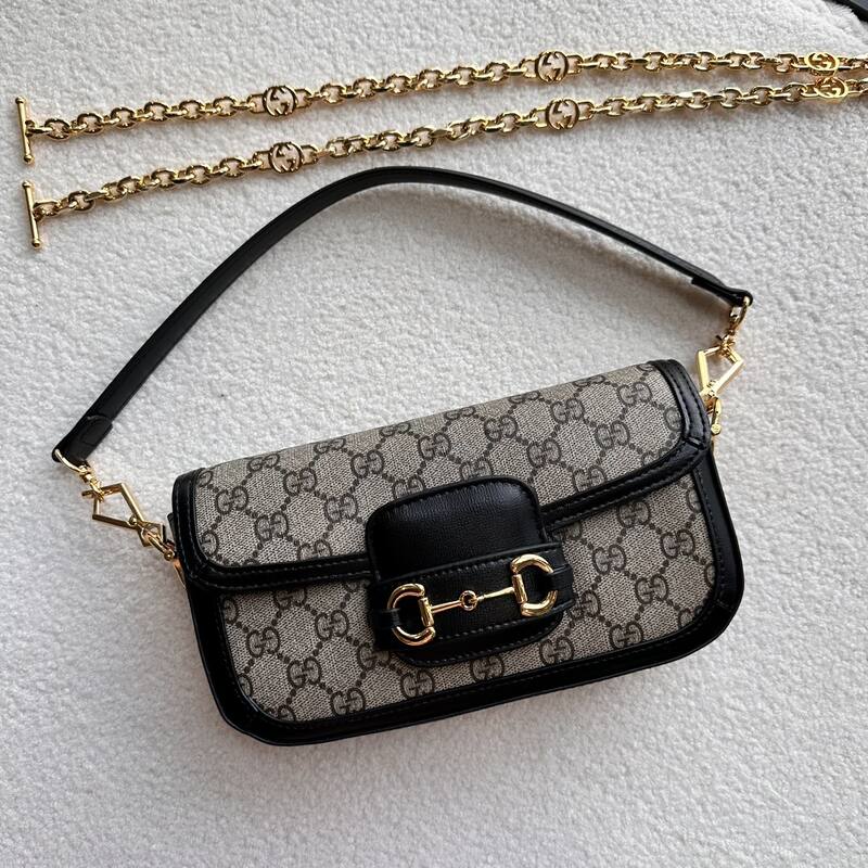 Gucci Horsebit 1955 Beige Black GG Supreme crossbody — 1:1 Replica