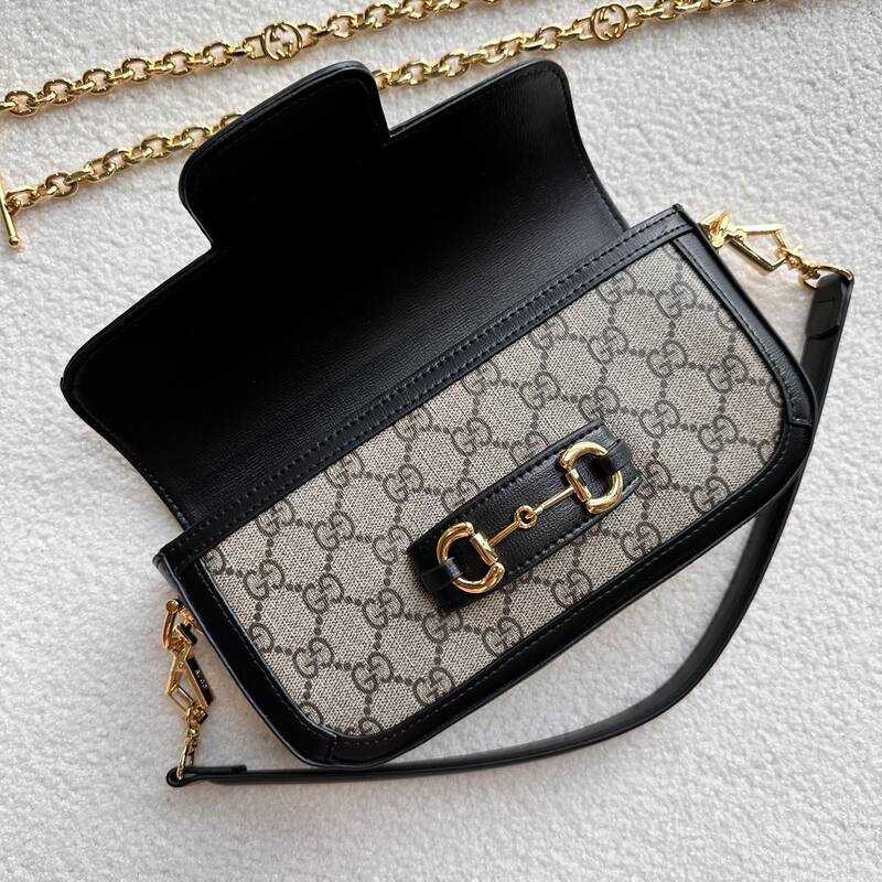 Gucci Horsebit 1955 Beige Black GG Supreme crossbody — 1:1 Replica
