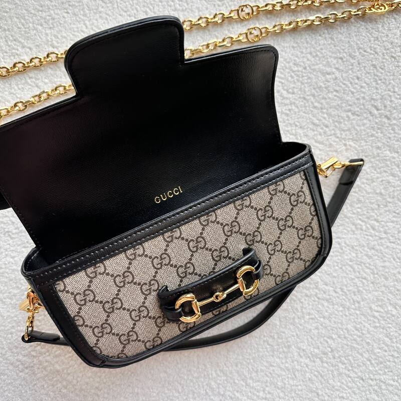 Gucci Horsebit 1955 Beige Black GG Supreme crossbody — 1:1 Replica