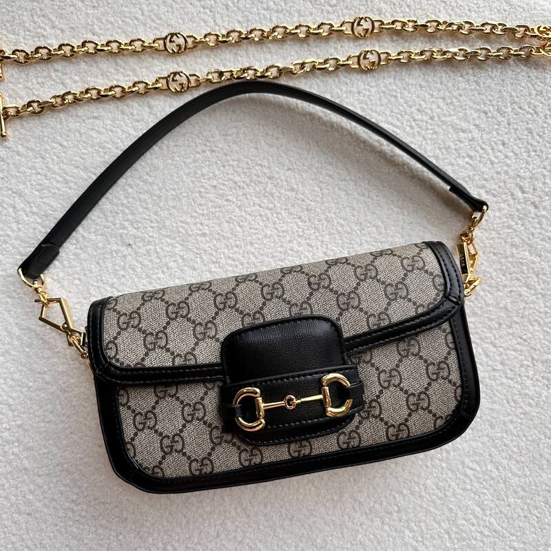 Gucci Horsebit 1955 Beige Black GG Supreme crossbody — 1:1 Replica