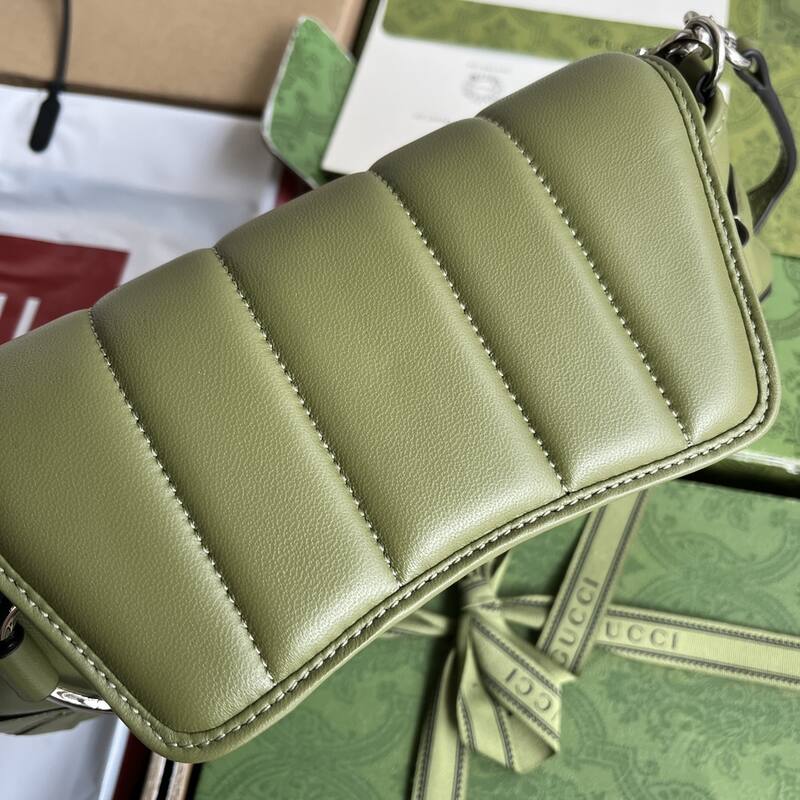 Gucci Horsebit Chain Olive Green leather shoulder — Top Quality Replica