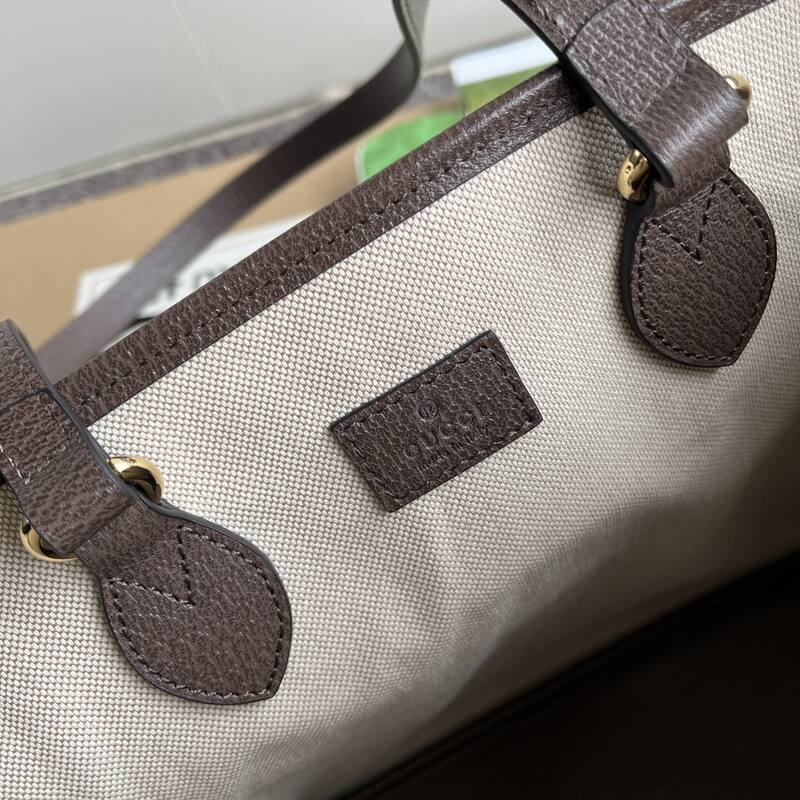 Gucci Beige Ebony GG Supreme with Brown leather tote — 1:1 Replica