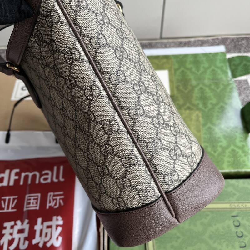 Gucci Beige Ebony GG Supreme with Brown leather tote — 1:1 Replica