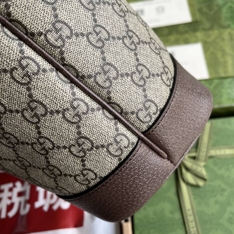 Gucci Beige Ebony GG Supreme with Brown leather tote — 1:1 Replica