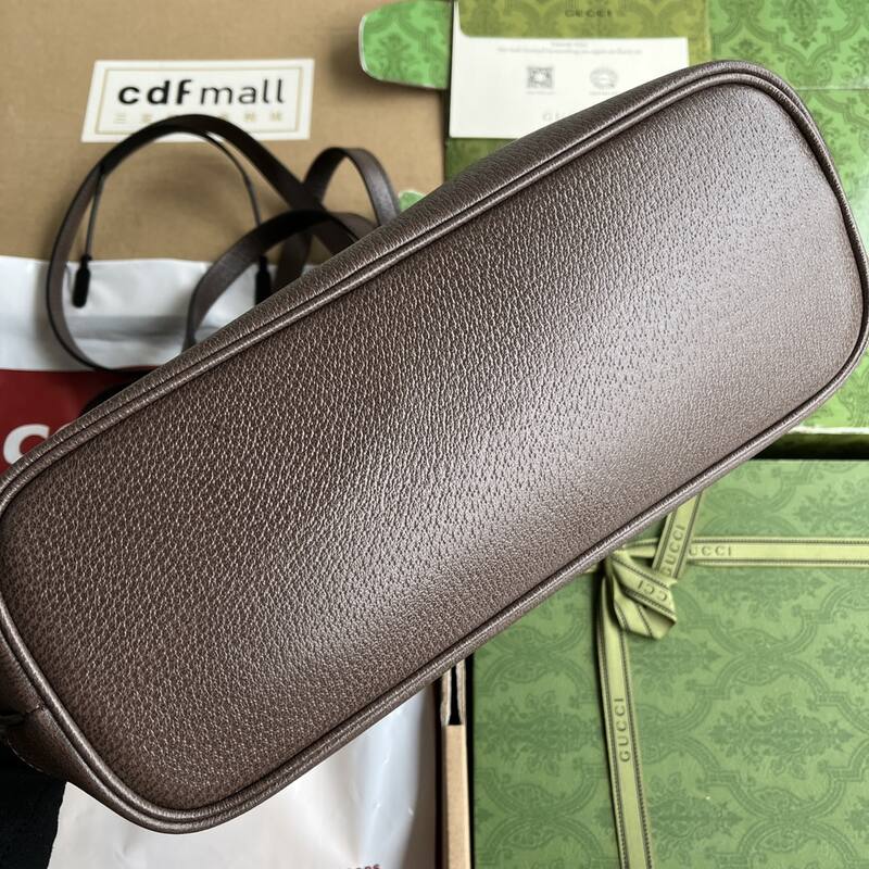 Gucci Beige Ebony GG Supreme with Brown leather tote — 1:1 Replica