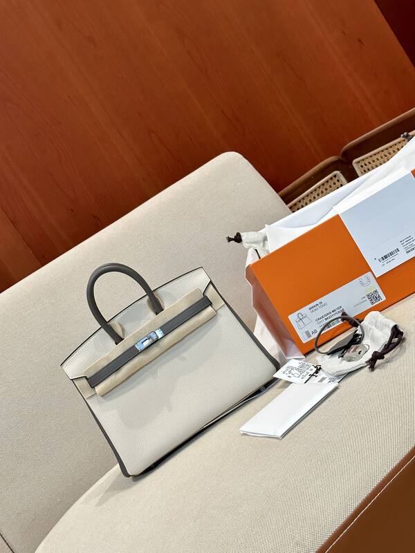 Hermes Birkin Cream and Gray handbag — AAA Quality Replica