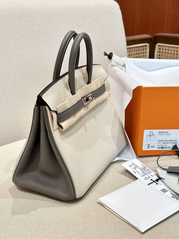 Hermes Birkin Cream and Gray handbag — AAA Quality Replica