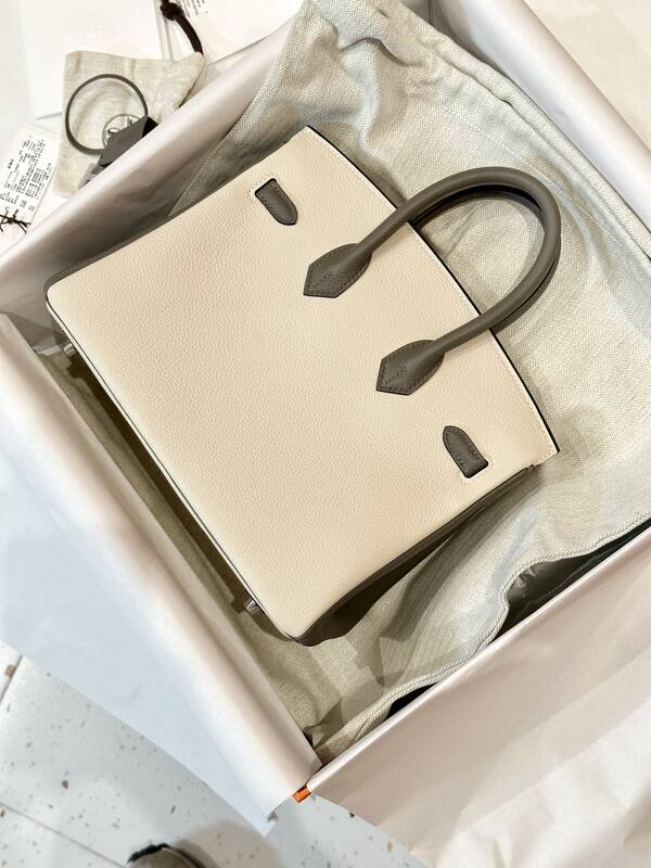 Hermes Birkin Cream and Gray handbag — AAA Quality Replica