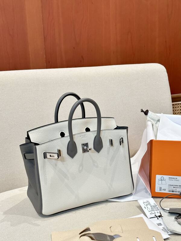 Hermes Birkin Cream and Gray handbag — AAA Quality Replica
