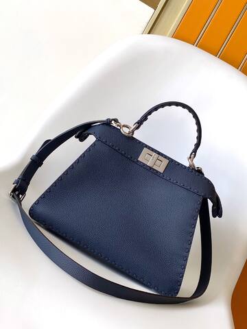 Fendi Peekaboo Blue 33x22x14cm shoulder bag Top Quality Replica