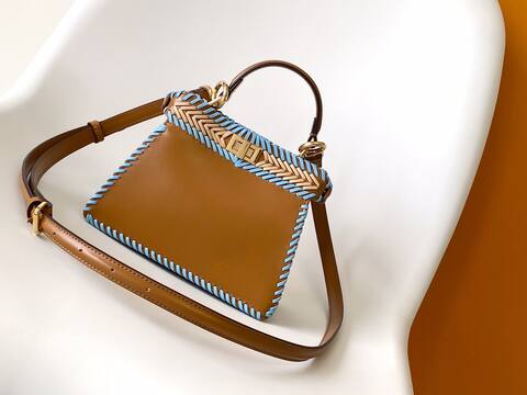 Fendi Peekaboo Brown 33x22x14cm shoulder bag AAA Quality Replica