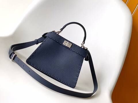 Fendi Peekaboo Blue 33x22x14cm shoulder bag AAA Quality Replica