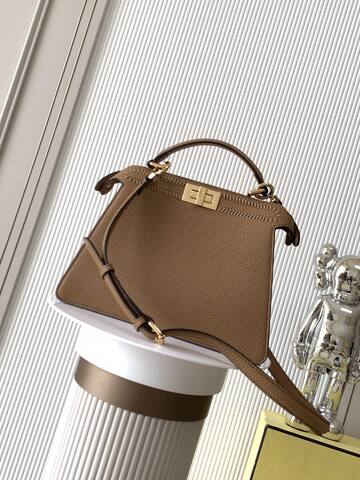 Fendi Peekaboo Brown 33x22x14cm shoulder bag Top Quality Replica