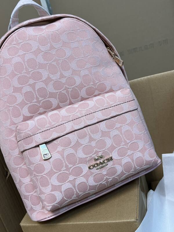 Coach Pink Signature Monogram 30x35x15cm backpack — Top Quality Replica