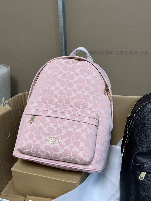 Coach Pink Signature Monogram 30x35x15cm backpack — Top Quality Replica