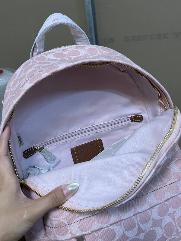 Coach Pink Signature Monogram 30x35x15cm backpack — Top Quality Replica