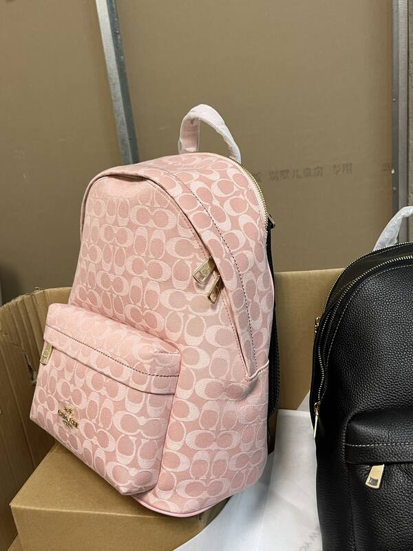 Coach Pink Signature Monogram 30x35x15cm backpack — Top Quality Replica