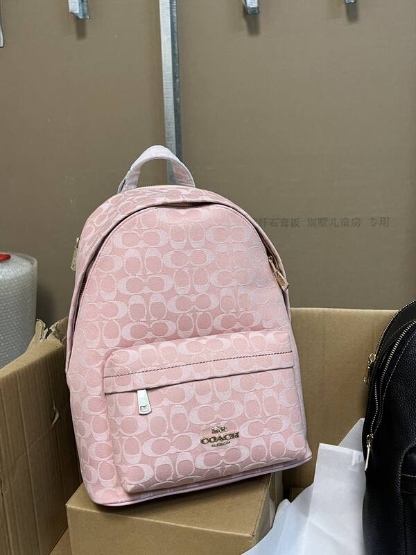 Coach Pink Signature Monogram 30x35x15cm backpack — Top Quality Replica