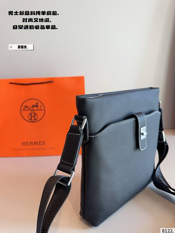 Hermes Black leather crossbody — Top Quality Replica