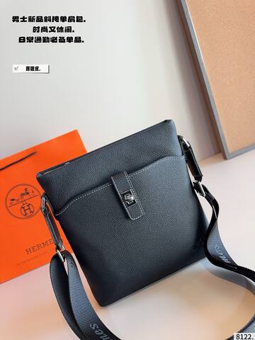 Hermes Black leather crossbody Top Quality Replica
