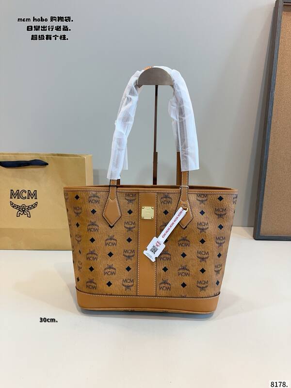 MCM Toni Cognac Visetos/33cm tote — AAA Quality Replica