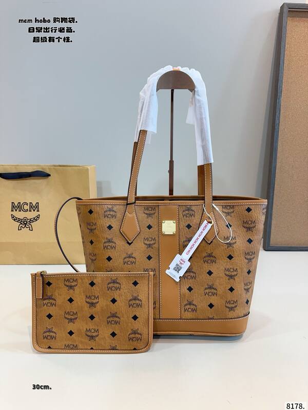 MCM Toni Cognac Visetos/33cm tote — AAA Quality Replica