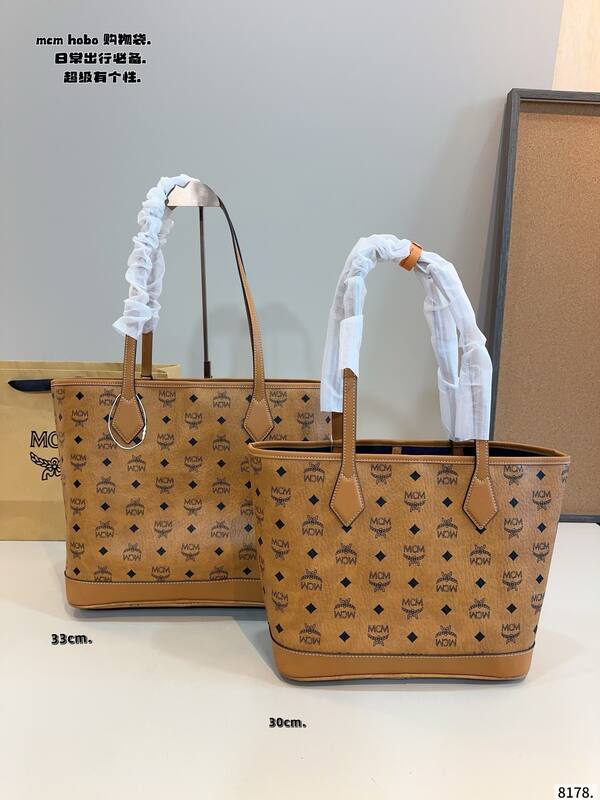 MCM Toni Cognac Visetos/33cm tote — AAA Quality Replica