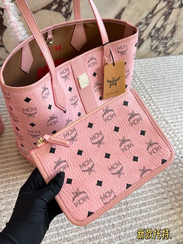 MCM Toni Pink Visetos 33x28x16cm tote bag — Premium Replica