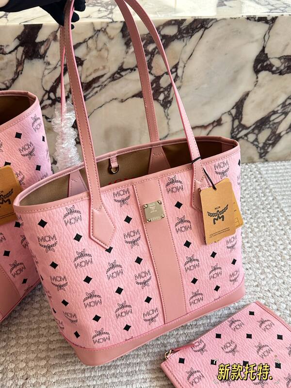 MCM Toni Pink Visetos 33x28x16cm tote bag — Premium Replica