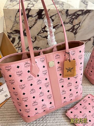 MCM Toni Pink Visetos 33x28x16cm tote bag Premium Replica