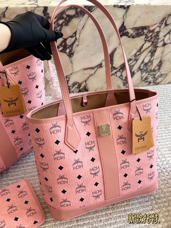 MCM Toni Pink Visetos 33x28x16cm tote bag — Premium Replica