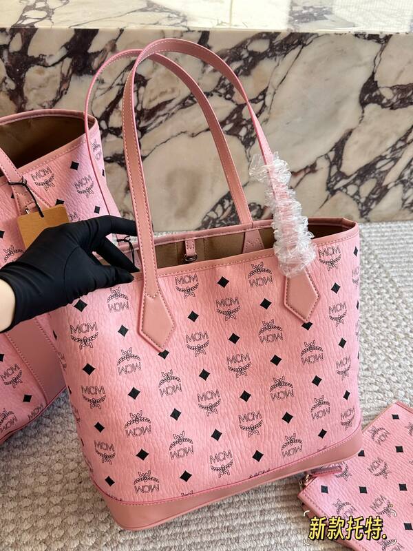 MCM Toni Pink Visetos 33x28x16cm tote bag — Premium Replica