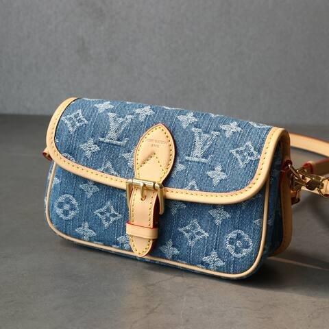 Louis Vuitton Nano Diane Blue Monogram Denim nano crossbody Top Quality Replica
