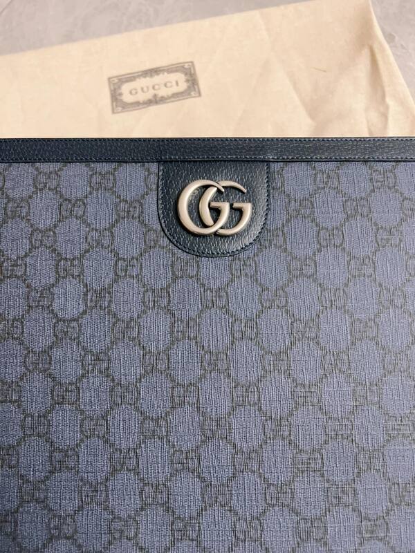 Gucci Ophidia Blue GG Supreme clutch — AAA Quality Replica