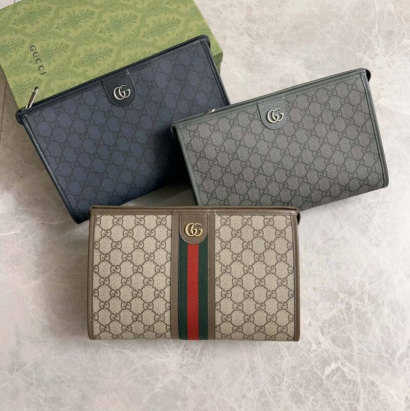 Gucci Ophidia Blue GG Supreme clutch — AAA Quality Replica