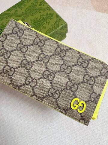 Gucci GG Supreme beige with neon yellow trim 13 5x8cm everyday AAA Quality Replica