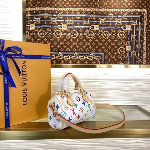 Louis Vuitton Nano Speedy White Multicolor Monogram nano crossbody Top Quality Replica