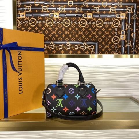 Louis Vuitton Nano Speedy Black Multicolor Monogram nano crossbody Premium Replica