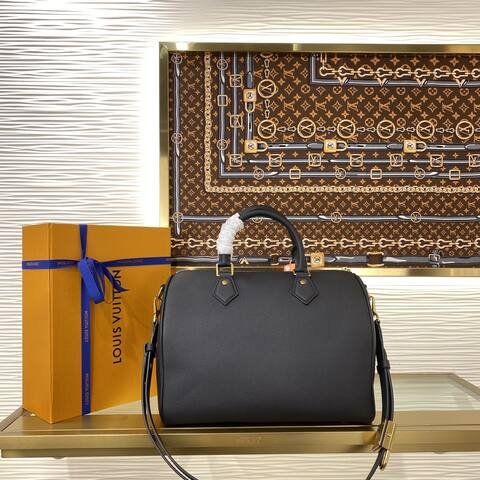 Louis Vuitton Speedy Soft 30 Black leather 30 shoulder Top Quality Replica