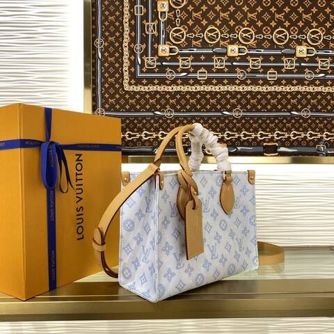 Louis Vuitton OnTheGo Blue White Monogram tote Top Quality Replica