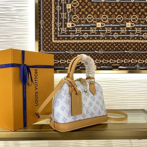 Louis Vuitton Alma BB White Blue Monogram BB crossbody AAA Quality Replica