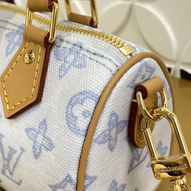 Louis Vuitton Nano Speedy White Blue Monogram nano crossbody — Top Quality Replica