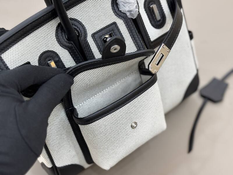 Hermes Cargo Ecru Black canvas and leather everyday — Top Quality Replica